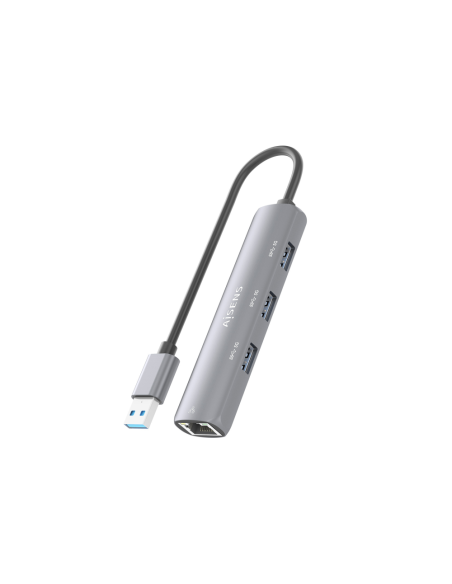 AISENS USB3.0 Dock USB-A A Ethernet Gigabit + Hub 3xUSB-A, Gris, 15cm