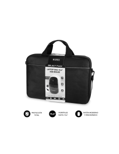 SUBBLIM Maletín con Ratón Select Pack Wired Mouse USB + Laptop bag 15,6"