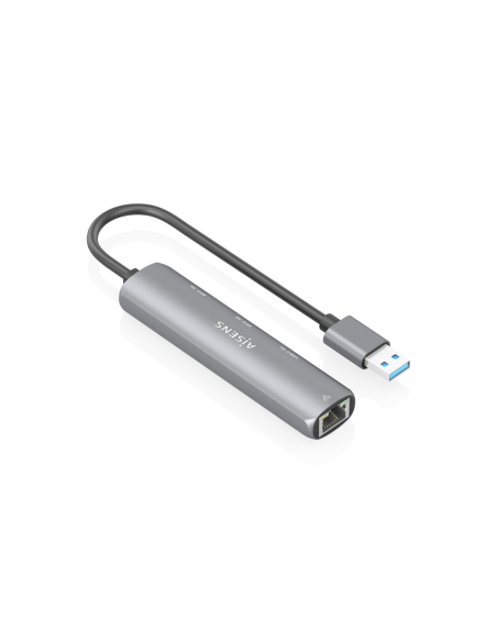 AISENS USB3.0 Dock USB-A A Ethernet Gigabit + Hub 1xUSB-C+2xUSB-A, Gris, 15cm