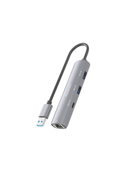 AISENS USB3.0 Dock USB-A A Ethernet Gigabit + Hub 1xUSB-C+2xUSB-A, Gris, 15cm