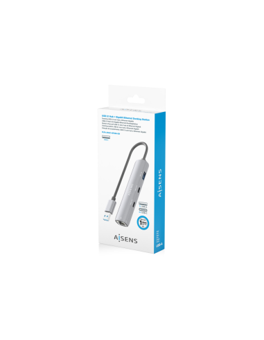 AISENS USB3.0 Dock USB-A A Ethernet Gigabit + Hub 2xUSB-C+1xUSB-A, Gris, 15cm