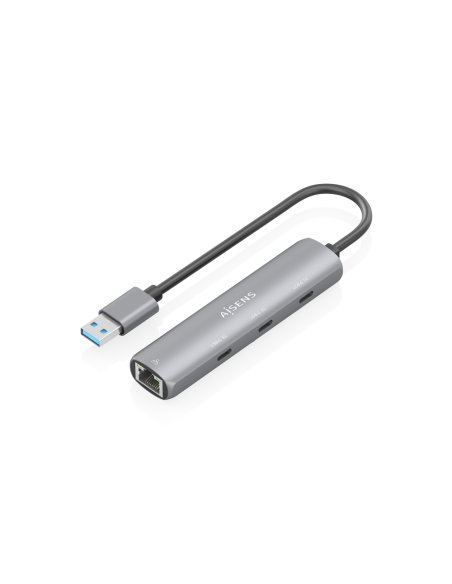 AISENS USB3.0 Dock USB-A A Ethernet Gigabit + Hub 3xUSB-C, Gris, 15cm