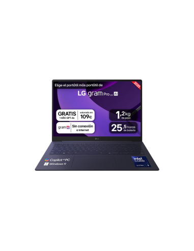 LG Gram Pro 16Z90TS-G.AU99B ordenador portatil Copilot+ PC Intel Core Ultra 9 288V Portátil 40,6 cm (16") 2.5K 32 GB LPDDR5x-SDR
