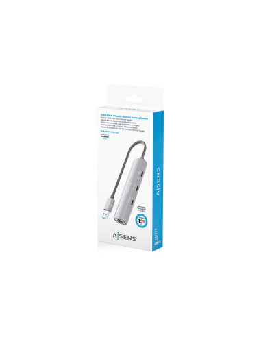 AISENS USB3.0 Dock USB-A A Ethernet Gigabit + Hub 3xUSB-C, Gris, 15cm