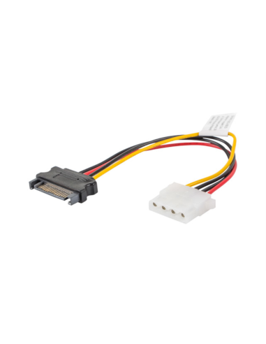 Lanberg CA-SAHD-10CU-0015 cable de SATA 0,15 m Molex (4-pin) SATA de 15 pines Negro, Rojo, Amarillo