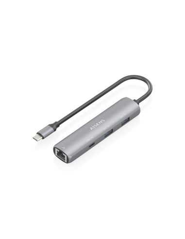 AISENS Dock USB-C A Ethernet Gigabit + Hub 1xUSB-C+2xUSB-A, Gris, 15cm