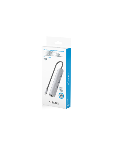 AISENS Dock USB-C A Ethernet Gigabit + Hub 1xUSB-C+2xUSB-A, Gris, 15cm
