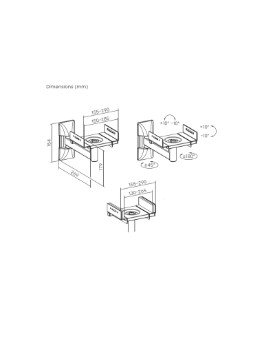 AISENS Soporte Universal De Pared Giratorio E Inclinable Para Altavoces, Negro