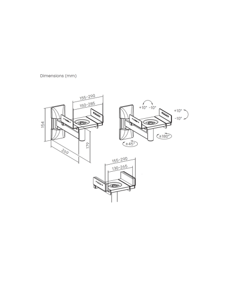 AISENS Soporte Universal De Pared Giratorio E Inclinable Para Altavoces, Negro