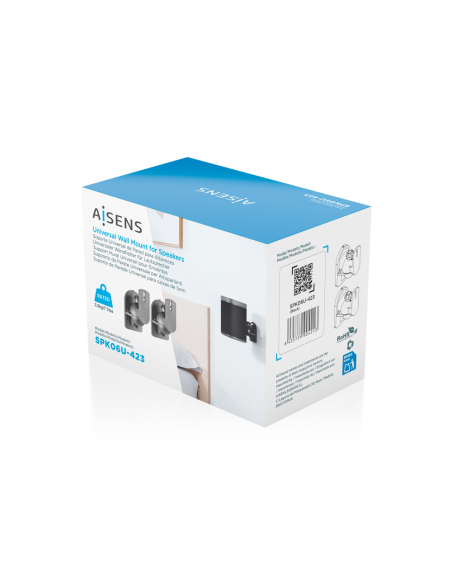 AISENS Soporte Universal De Pared Giratorio E Inclinable Para Altavoces, Negro