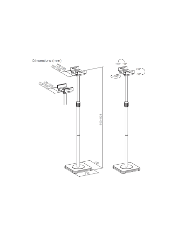 AISENS Soporte Universal De Suelo Giratorio E Inclinable Para Altavoces, Negro