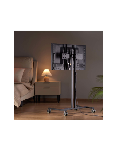 AISENS Soporte de Suelo ECO con Rueda para Monitor/Tv 35Kg de 32-55, Negro