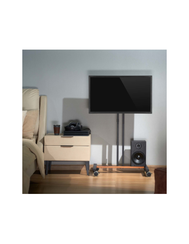 AISENS Soporte de Suelo ECO con Rueda para Monitor/Tv 35Kg de 32-55, Negro