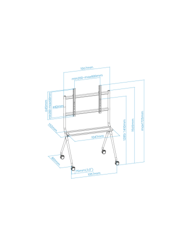TooQ iSTAND Soporte de Suelo con Ruedas para Pantallas 50"- 86", Gris