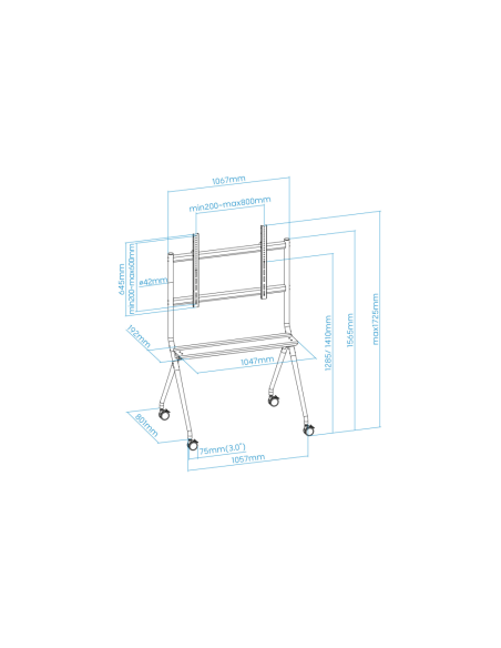 TooQ iSTAND Soporte de Suelo con Ruedas para Pantallas 50"- 86", Gris