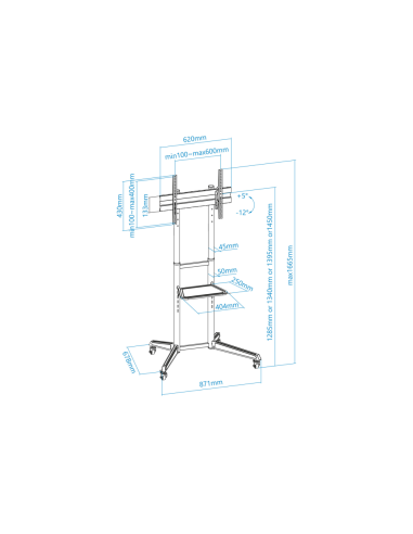 TooQ RAMSÉS Soporte de Suelo con Ruedas para Pantallas 37"- 70", Negro