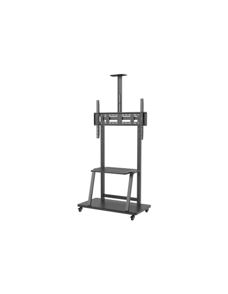 AISENS Soporte de Suelo ECO con Rueda, Bandeja para DVD y Soporte de Cámara para Monitor/TV 150Kg de 37-100, Negro