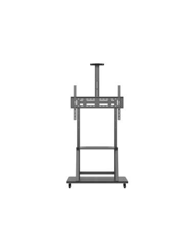 AISENS Soporte de Suelo ECO con Rueda, Bandeja para DVD y Soporte de Cámara para Monitor/TV 150Kg de 37-100, Negro