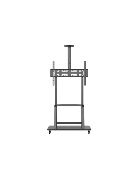 AISENS Soporte de Suelo ECO con Rueda, Bandeja para DVD y Soporte de Cámara para Monitor/TV 150Kg de 37-100, Negro