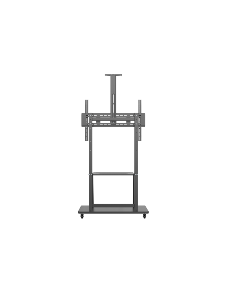 AISENS Soporte de Suelo ECO con Rueda, Bandeja para DVD y Soporte de Cámara para Monitor/TV 150Kg de 37-100, Negro