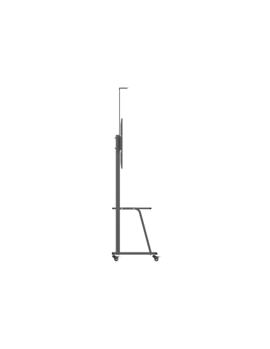 AISENS Soporte de Suelo ECO con Rueda, Bandeja para DVD y Soporte de Cámara para Monitor/TV 150Kg de 37-100, Negro