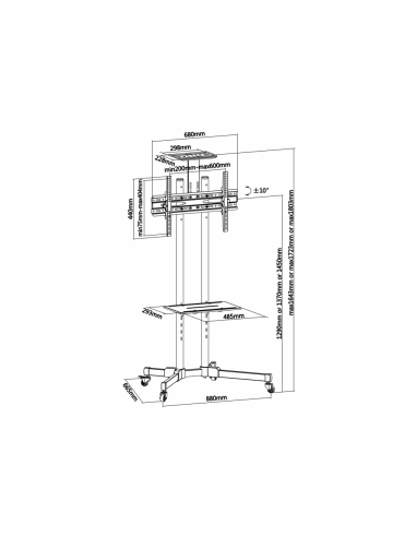 AISENS FT70TE-035 soporte para pantalla de señalización 177,8 cm (70") Negro
