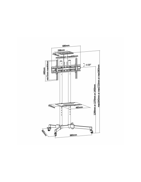 AISENS FT70TE-035 soporte para pantalla de señalización 177,8 cm (70") Negro