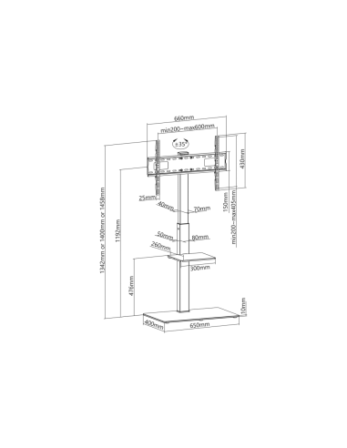 AISENS FT70S-077 soporte para pantalla de señalización 177,8 cm (70") Negro