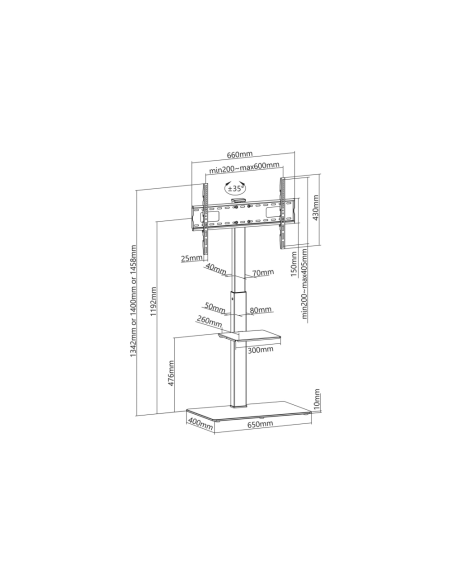 AISENS FT70S-077 soporte para pantalla de señalización 177,8 cm (70") Negro