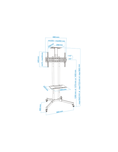 TooQ FS1470M-B soporte para pantalla de señalización 177,8 cm (70") Negro