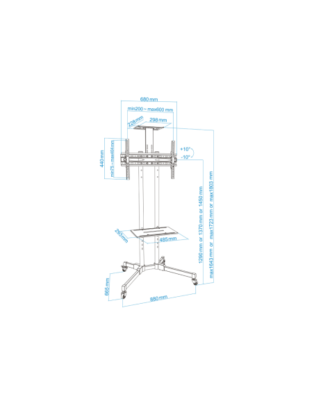 TooQ FS1470M-B soporte para pantalla de señalización 177,8 cm (70") Negro