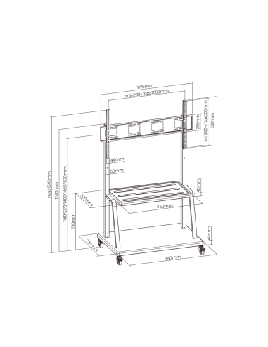 Ewent EW1541 soporte para pantalla de señalización 3,05 m (120") Negro