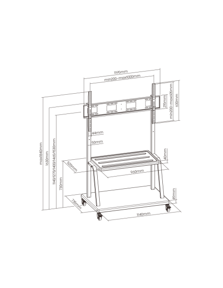 Ewent EW1541 soporte para pantalla de señalización 3,05 m (120") Negro