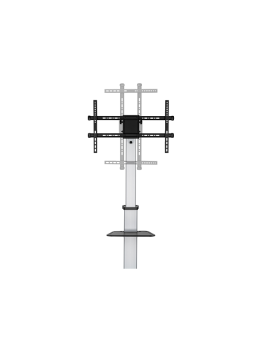 AISENS Floor Stand with Wheel, DVD Tray for Monitor/TV 50Kg from 37-86, Black-Silver