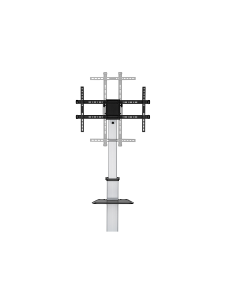 AISENS Floor Stand with Wheel, DVD Tray for Monitor/TV 50Kg from 37-86, Black-Silver