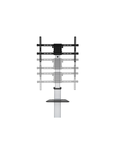 AISENS Floor Stand with Wheel, DVD Tray for Monitor/TV 50Kg from 37-86, Black-Silver