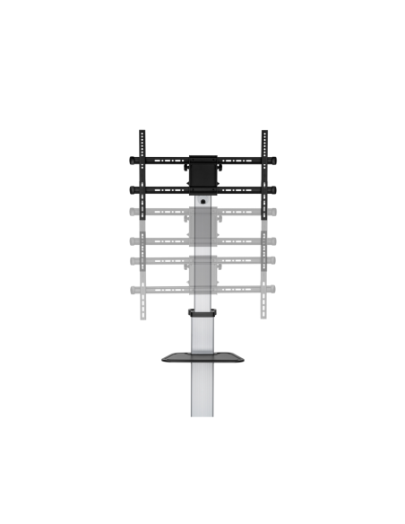 AISENS Floor Stand with Wheel, DVD Tray for Monitor/TV 50Kg from 37-86, Black-Silver