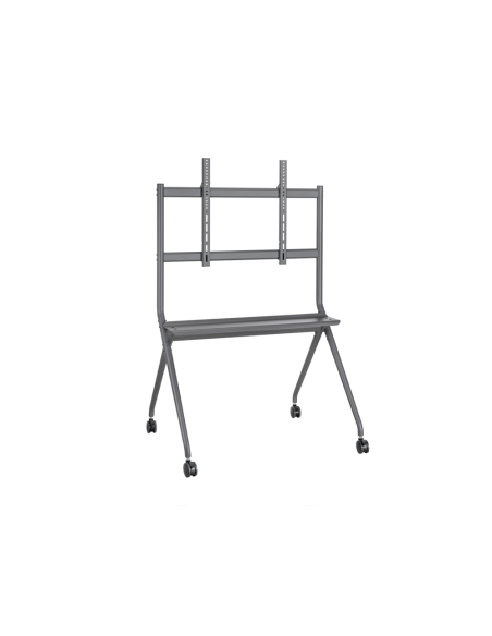 AISENS Soporte De Suelo Pro Con Rueda, 1 Bandeja Para Pantalla Interactiva/TV 120kg De 50-86, Negro