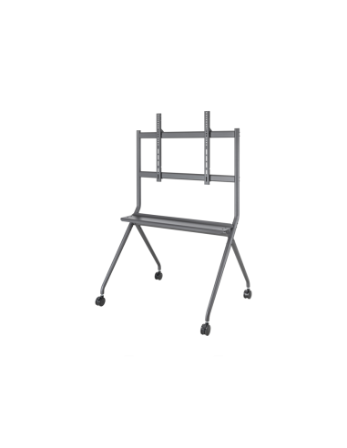 AISENS Soporte De Suelo Pro Con Rueda, 1 Bandeja Para Pantalla Interactiva/TV 120kg De 50-86, Negro