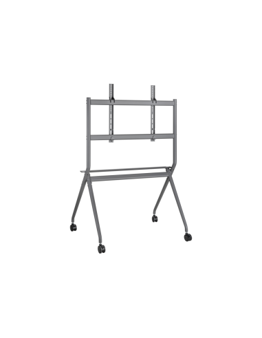 AISENS Soporte De Suelo Pro Con Rueda, 1 Bandeja Para Pantalla Interactiva/TV 120kg De 50-86, Negro