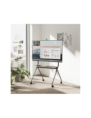 AISENS Soporte De Suelo Pro Con Rueda, 1 Bandeja Para Pantalla Interactiva/TV 120kg De 50-86, Negro