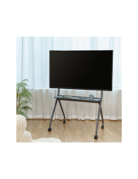 AISENS Soporte De Suelo Pro Con Rueda, 1 Bandeja Para Pantalla Interactiva/TV 120kg De 50-86, Negro