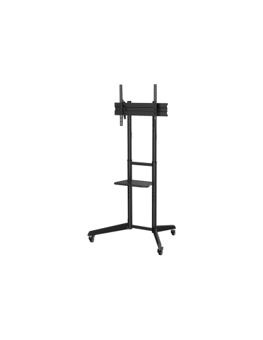 AISENS Soporte de Suelo ECO con Rueda, Bandeja para DVD para Monitor/TV 50Kg de 37-70, Negro