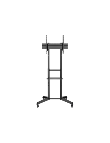 AISENS Soporte de Suelo ECO con Rueda, Bandeja para DVD para Monitor/TV 50Kg de 37-70, Negro