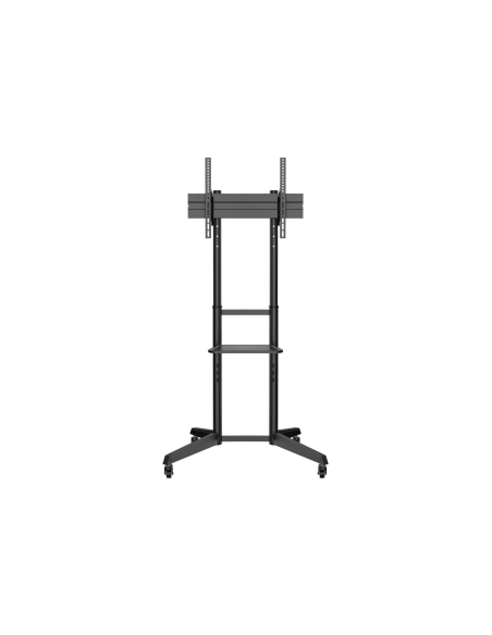 AISENS Soporte de Suelo ECO con Rueda, Bandeja para DVD para Monitor/TV 50Kg de 37-70, Negro