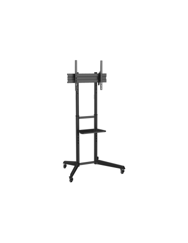 AISENS Soporte de Suelo ECO con Rueda, Bandeja para DVD para Monitor/TV 50Kg de 37-70, Negro