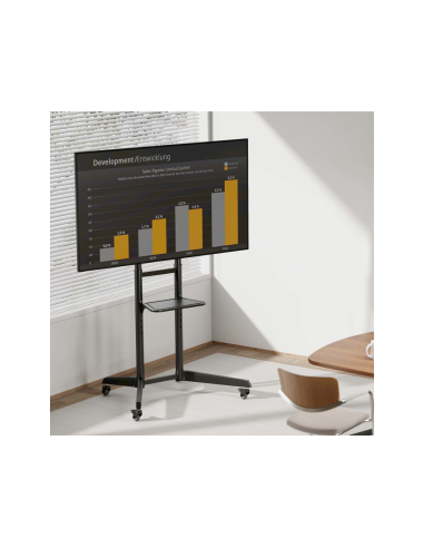 AISENS Soporte de Suelo ECO con Rueda, Bandeja para DVD para Monitor/TV 50Kg de 37-70, Negro