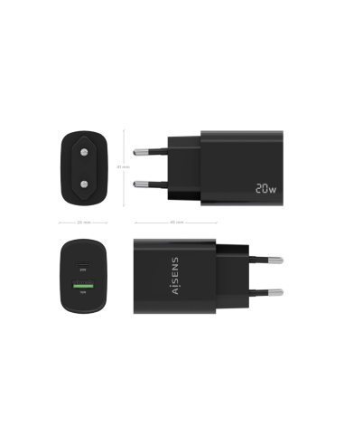 AISENS A110-0755 cargador de dispositivo móvil Universal Negro Corriente alterna Carga rápida Interior
