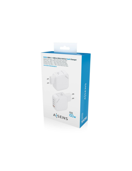 AISENS ASCH-100W4P028-W cargador de dispositivo móvil Universal Corriente alterna Carga rápida Interior