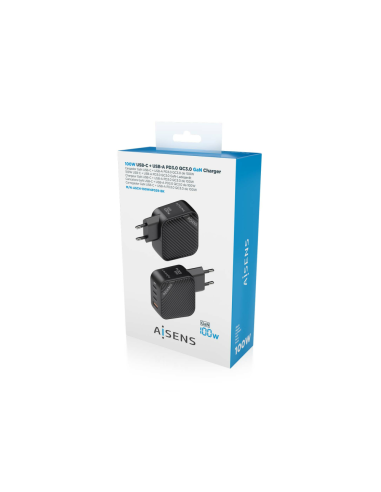 AISENS ASCH-100W4P029-BK cargador de dispositivo móvil Universal Corriente alterna Carga rápida Interior